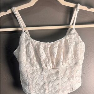 No Boundaries White Lace Camisole Crop Top